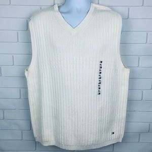 Tommy Hilfiger White V-Neck Knit Vest
